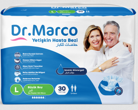 Підгузники для дорослих Dr.Marco, розмір L (охоплення талії 130-150cm), 30 шт/уп